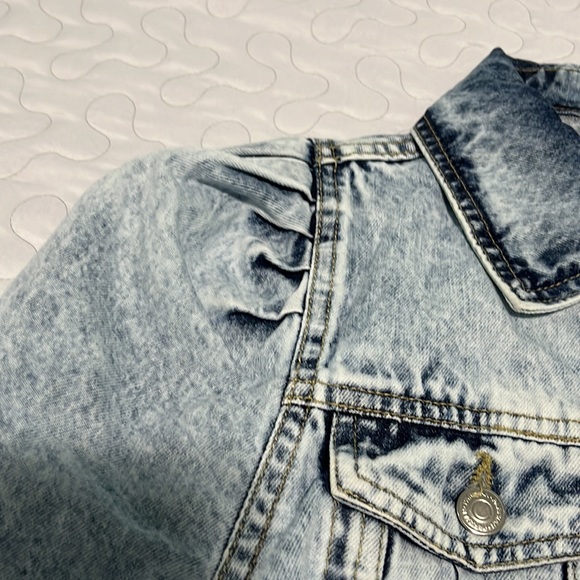 MID BLUE ACID PUFF SLEEVE WESTERN DENIM JACKET SZ 2 - Picture 7 of 11